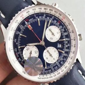 2019 Nowy klasyczny moda Nowy styl Brei Quartz Watches Black Dial Chronograph 1884 Skórzany zespół sportowy Montre H224z