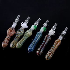 Glass NC -satser med kvartspetsar 10mm Joint Hookahs Dab Straw Plastic Clips Nector Collector Kit Oil Burner Dab Rigs Glass Pipes