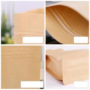 26x19x8cm Topp Stora kapacitet Stand Kraft Paper Food Packaging Zip Lock Pouch Present Candy Baking Snacks Biscuit Tea Package förvaring Värmtätningspåsar