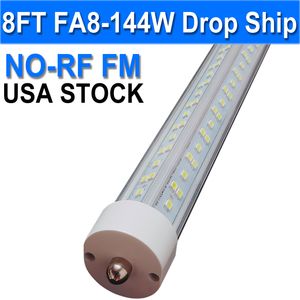 8ft LED ampuller, süper parlak 144W 18000lm 6500K, T8 T10 T12 LED tüp ışıkları, FA8 Tek Pin T8 LED Işıklar, Net Kapak, Floresan Işıklar USASTOCK'u değiştirmek için 8 Ayak Ampuller