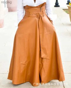 Kjolar pu läder hög midja asymmetrisk dragkedja design kjol kvinnor mode casual fasta färg kjolar sexiga yq240201