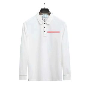 디자이너 셔츠 남성 T 셔츠 새로운 라펠 긴팔 티셔츠 비즈니스 비즈니스 캐주얼 폴로 셔츠 클래식 버튼 인버팅 삼각형 크기 S-4XL 46DZL