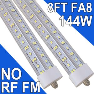 FA8 T8 LED -rörljus 8 fot 144W, enstift FA8 -bas, klar lins, cool vit 6000K 6500K, fluorescerande rörersättning Länkbar högutgångsfabrik usastock