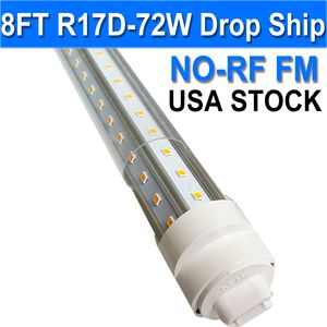 R17D 8フィート電球ライト、72Wデュアルエンド、クリアレンズ回転可能HOベース、270度V字型LED交換蛍光器具、クリアカバー、85V-265V、納屋Usastock