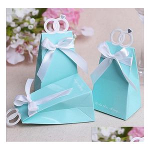 Gift Wrap Personalized Rings Wedding Party Favors Box Love Bird Sweets Candy Choclate Boxes Gifts Present Wrap Bag With Bow Blue Drop Dhcie