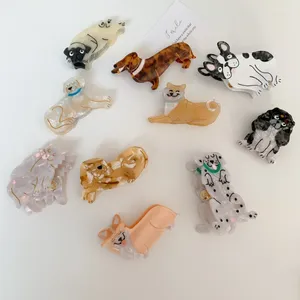 Hair Clips Korean Dog Animal Accessories Acetic Acid Clip French Corgi Cute Geometry Claw Dorp