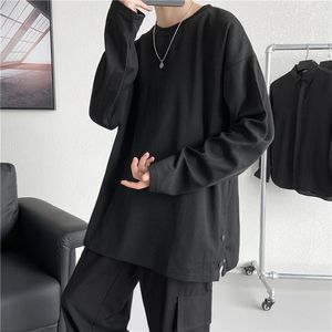 LESBLEK SPRING Autumn T-shirt Men Casual Loose Long Sleeve T-shirts Man Solid Hip Hop Tops Men 240125