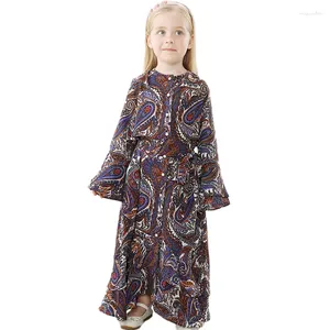 Ethnic Clothing Middle East Muslim Girls Kids Printed Long Dress Arab Maxi Robe Gown Turkish Dubai Sleeve Vintage Spring Autumn Outfits