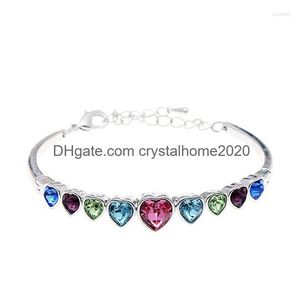 Bangle BN-00068 2023 I Heart Crystal Cuff-armband Sier Plated Jwellery for Women Dainty Armband Personlig droppleverans DHX0E