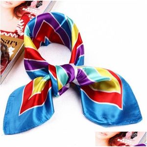 Scarves Imitated Silk Square Scarf Headdress Neck Satin Scarves Fashion Women Business Suit Wraps Shawl Kerchief Drop Delivery Fashion Dhp4U