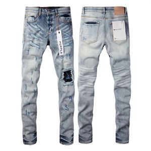 Purple dżinsowe dżinsy dżinsy na męskie proste chude spodnie dżinsy w lupgy dżins europejski dżinsowe spodnie mens spodni rowerzysty haft motocyklowy rozerwany dla trendu 29-40 J9038