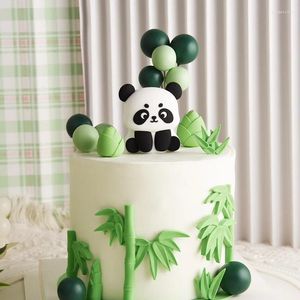 Ferramentas de bolo netflix panda gigante decoração bonito dos desenhos animados boneca bambu floresta topper crianças feliz aniversário casa