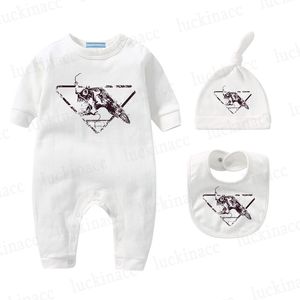 Designer Baby Onesies Kleine Babys Baumwolle Strampler Lätzchen Hüte Sets Luxus Marke Infant Neugeborene Kleidung Mädchen Jungen Overall Body SDLX