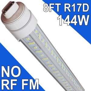 144W 8ft T8 LED -rörljus med R17D -bas, 18000 lumen, 6500k Cool White, 120 volt, R17D, dubbeländ power ballast bypass för stormarknader inomhus, hallen usastock