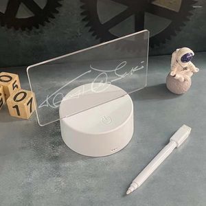 Night Lights LED Acrylic Notebook Board Light With Pen Rewritable Information Desk USB Power Supply Home Holiday Decoration