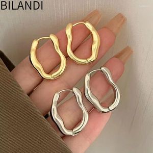 Серьги-кольца Bilandi, современные ювелирные изделия, европейский и американский дизайн, металлическая пряжка для женщин, праздничные подарки, крутые трендовые аксессуары для ушей