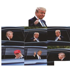 Bannerflaggor 25x32cm Trump 2024 Bilklistermärke Banner Flags Party Supplies U.S. Presidentval PVC Cars Window Stickers Drop Deliv DHZV1