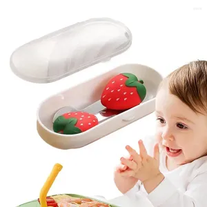 Dinnerware Sets Kids Utensil Set 2 Pcs Cute Stainless Steel Utensils Cutlery Portable Spoon Fork -grade Safe Travel