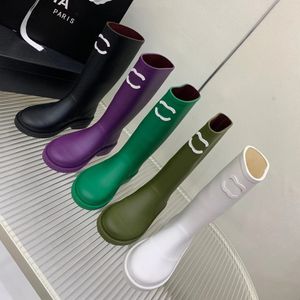 Mirror quality womens luxury dress shoes knee boots ankle thick sole platform rubber bottom high long boot men's shiny leather rain boots winter fashion DHgate shoes