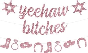 Decorazione per feste Cheereveal Yeehaw Cowgirl Bachelorette Banner Ghirlanda occidentale in oro rosa Forniture per addio al nubilato Nashville