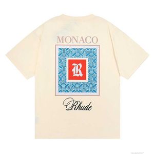 23ss Rhude Mens Camiseta de Alta Qualidade Tess Designer Casual Moda Manga Curta Europa América Homens Mulheres Redondo Pescoço Camisetas Tamanho S-XXL KYW8