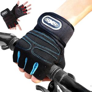 Cycling Gloves Gym Fitness Heavyweight Training Men Women Body Building Half Finger Non-Slip Wrist Weightlifting Sports