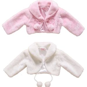 Зимняя куртка с цветочным узором для девочек, детское теплое вечерние свадебное пальто из искусственного меха, вечернее болеро, осеннее пожимание плечами, 240122