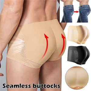 Intimo modellante per il corpo da uomo Mutande a vita media spesse e traspiranti Natiche solide Lift Shaper Cuscinetto in lattice Natiche finte senza cuciture maschili