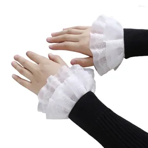 Наколенники женские милые искусственные рукава двухслойные кружевные расклешенные манжеты грелки на запястья