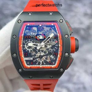 Zegarek na nadgarstek RM z pudełkiem Richardmile Wristwatch RM011-FM Midnight Fire Edition 88 Black and Red Kolor wydrążony w RM011