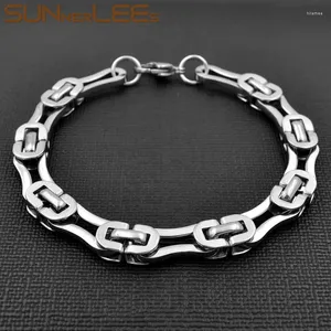 Link Pulseiras SUNNERLEES Moda Jóias Pulseira de Aço Inoxidável 8mm Caixa Bizantina Corrente Prata Cor Banhado A Ouro Homens Mulheres Presente SC128 B