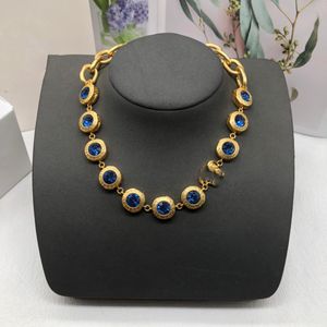 Luxury necklace Chains designer necklace for women men moissanite chain Blue crystal Pancake necklace Wedding party Dinner jewelry