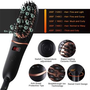 Men Hair Straightener Comb Led Display High Quality Negative Ion Electric Straightening Brush 240126