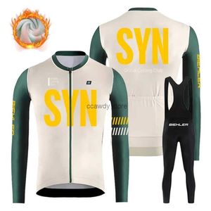 メンズトラックスーツBiehr New Winter Thermal Fece Long Seesing Seeding Jersey Set Ropa Ciclismo Syn Men Bicyc Clothing Suit Road Bike uniformh2421