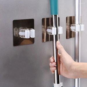 Hooks Mop Holder Kitchen Bathroom Broom Self Adhesive Hanging Rack Strong Brush Hanger Hook Organizer Waterproof Wall