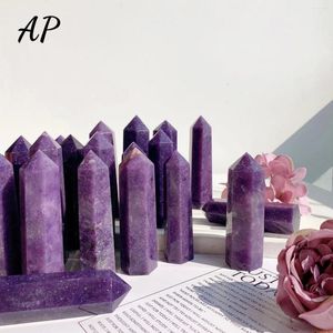 Dekorativa figurer 5-8 cm Natural Crystal Column Lilac Stone Obelisk Point Lepidolite Reiki Healing Wand Home Decoration