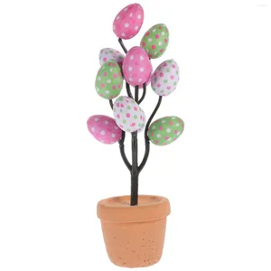 Decorative Flowers Easter Egg Potted Plant Sign Supplies Emblems Decoration Bonsai Foam Table Craft Ornament