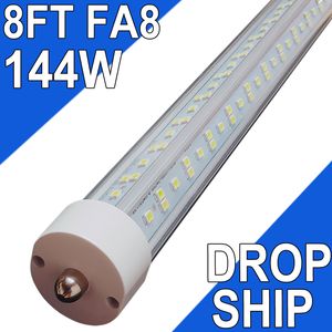 Lâmpadas LED de 8 pés, 144 W 18000lm 6500K (pacote com 25), lâmpadas LED de 8 pés, luzes de substituição LED T8 T12, tampa transparente de pino único FA8, substituição de lâmpadas fluorescentes F96t12 Barn usastock