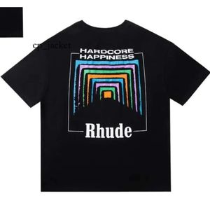 디자이너 남자 Rhude Spring Summer Rhude T 셔츠 셔츠 남자 T 셔츠 여자 Tees 스케이트 보드 대형 남자 짧은 슬리브 티셔츠 패션 브랜드 Mens Rhude White Fox Shirts 8143
