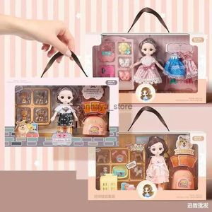 Dockor Toy BJD Doll Set Present Box Princess Bag Pet Shop Cykel Joint Movely Complete Set Diy Toy Girl Birthday Christmas Gift