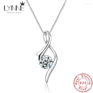 Pendants Fashion 925 Sterling Silver Jewelry Delicate Ribbon Zircon Pendant Necklaces Women Party Wild Note Rhinestone Clavicle Chain