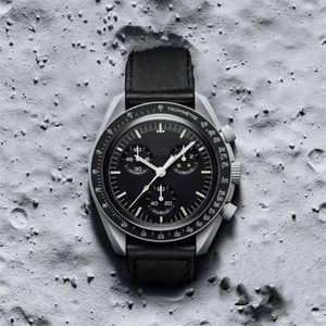 Erkek Siyoseramik Ay Dünya İzle Kuvars Hareketi Tüm Arama İşleri Kronograf Saatleri Merkür 42mm Naylon Strap Limited EDI327P