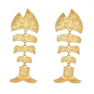 Dangle Earrings Zvoijio Trend Golden Fish-bone Wholesale