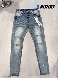 Skinny Herren Jeans Designer Lila Ripped Bike Slim Gerade Hosen Falten Mode Herren Trend Marke Retro Hip Hop High Street 40 XSB4