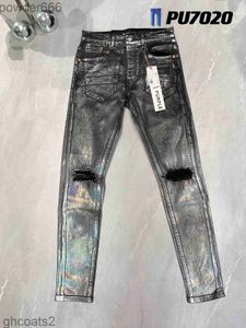 Skinny Mens Jeans Designer Purple Ripped Bike Slim Straight Pants Fold Fashion Mens Trend Brand Retro Hip Hop High Street 29 WDAS