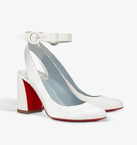 scarpe firmate sandali rossi 85mm décolleté in pelle di raso scarpe estive slingback sandali con tacco largo festa di nozze