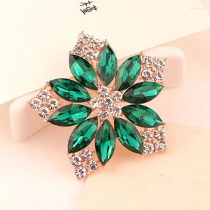 Broszki J.T Baby Women Beauty Modna Kryształ Kryształ Znakomite Pins Flower Pins Wedding Party Green Gift Man