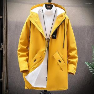 Men's Trench Coats Plush Thick Jacket Men's Winter Youth Casual Mid-length Windbreaker Padded Men