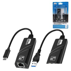 Nätverkskabelanslutningar USB 3.0 USB-C Type-C till RJ45 100/1000 Gigabit LAN Ethernet Adapter 100/1000 Mbps för/Win PC 243s med Box Dro OTW1K