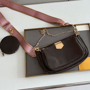 Designer mulher bolsa bolsa bolsa de ombro embreagem bolsa senhora damas titular do cartão de grade três em uma alça removível couro crossbody bolsa de alta qualidade